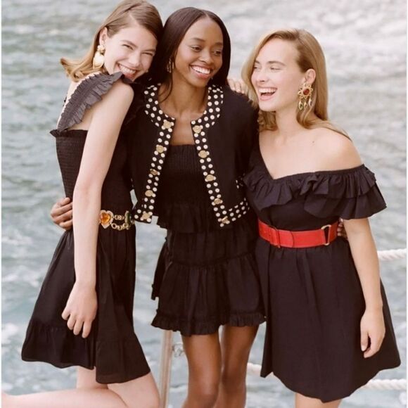 Hill House Ruffled Ana Dress Black Poplin sz S NWT Summer Cottagecore - Picture 6 of 12